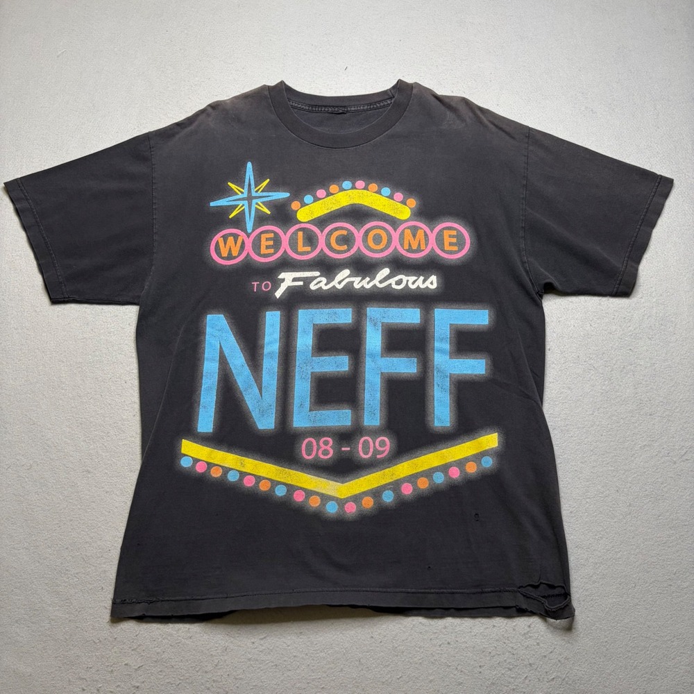 Neff T-Shirt Mens XL Black Welcome to Fabulous Neff 08-09 Distressed Vintage